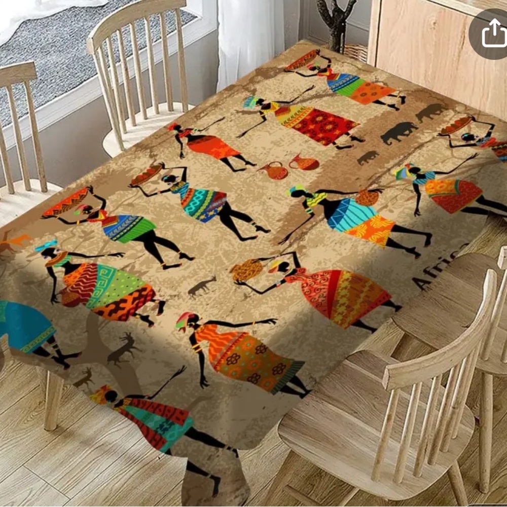 Vintage African Women Design Tablecloth Washable Polyester Rectangular brand new